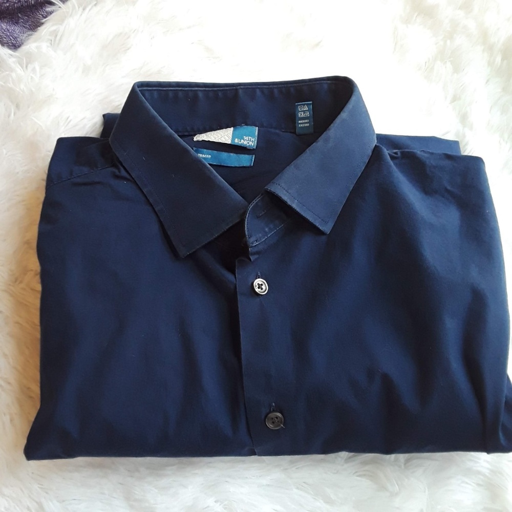 14th & Union Trim Fit Navy Button Down Size L